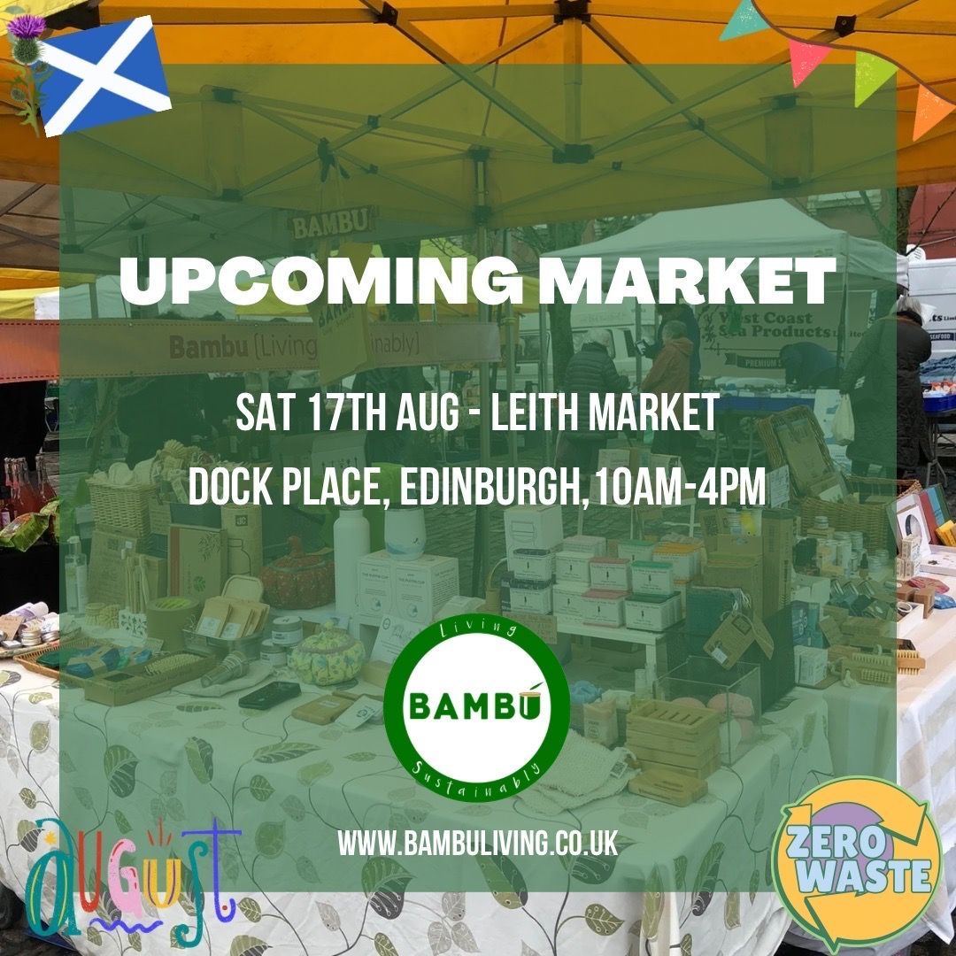 BambuLiving's tweet photo. 📣We are back from our much needed break. 😊☀️ 
Recharged and ready for our next sustainable popup at the Leith Farmers Market 👩‍🌾

🕙 When: 17th August, Saturday 10am-4pm
📍Where: Leith Market,Dock Place, Edinburgh

Hope to see you there🌿.
#edinburgh #leith #bambuliving https://t.co/HrG2HWCSYw