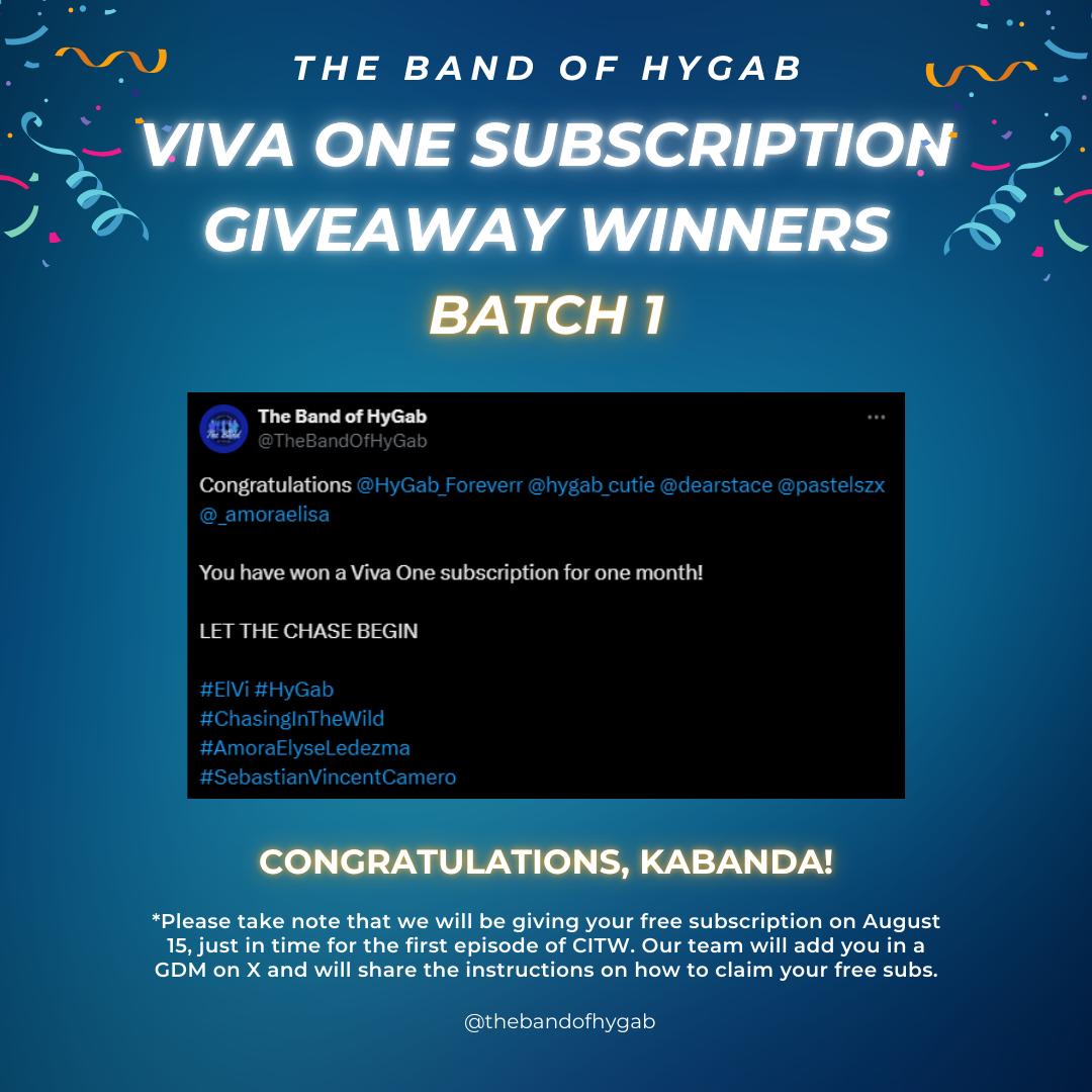 TheBandOfHyGab's tweet photo. Hello, Kabanda!

PSA TO EVERYONE WHO WON DURING  PA-GAMES, YOU MAY NOW CLAIM YOUR FREE VIVA ONE SUBSCRIPTION!

Please comment down below if you haven't claimed yours yet. 

UNIVERKADA SA KADAYAWAN

#ElVi | #HyGab 
#ChasingInTheWild | #CITWFestivalTour
#KasikasSaKadayawan https://t.co/vkXmEZ3SF1