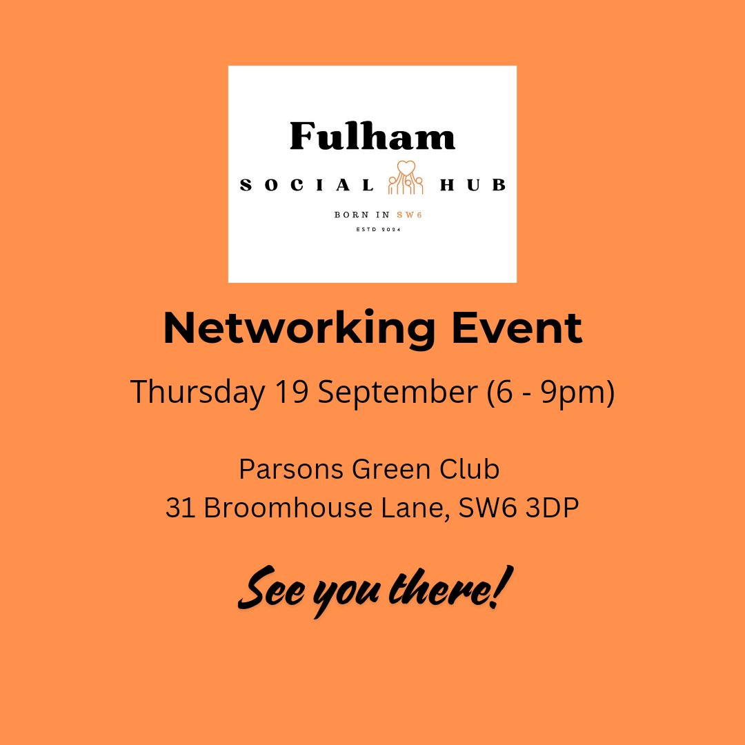 It will be here before we know it - who's coming?  Good reconnect post summer.  All SW6 brands, businesses residents, organisations &amp; charities welcome!  Retweet &amp; spread the word...the more the merrier!  bit.ly/FSHSeptsocial
