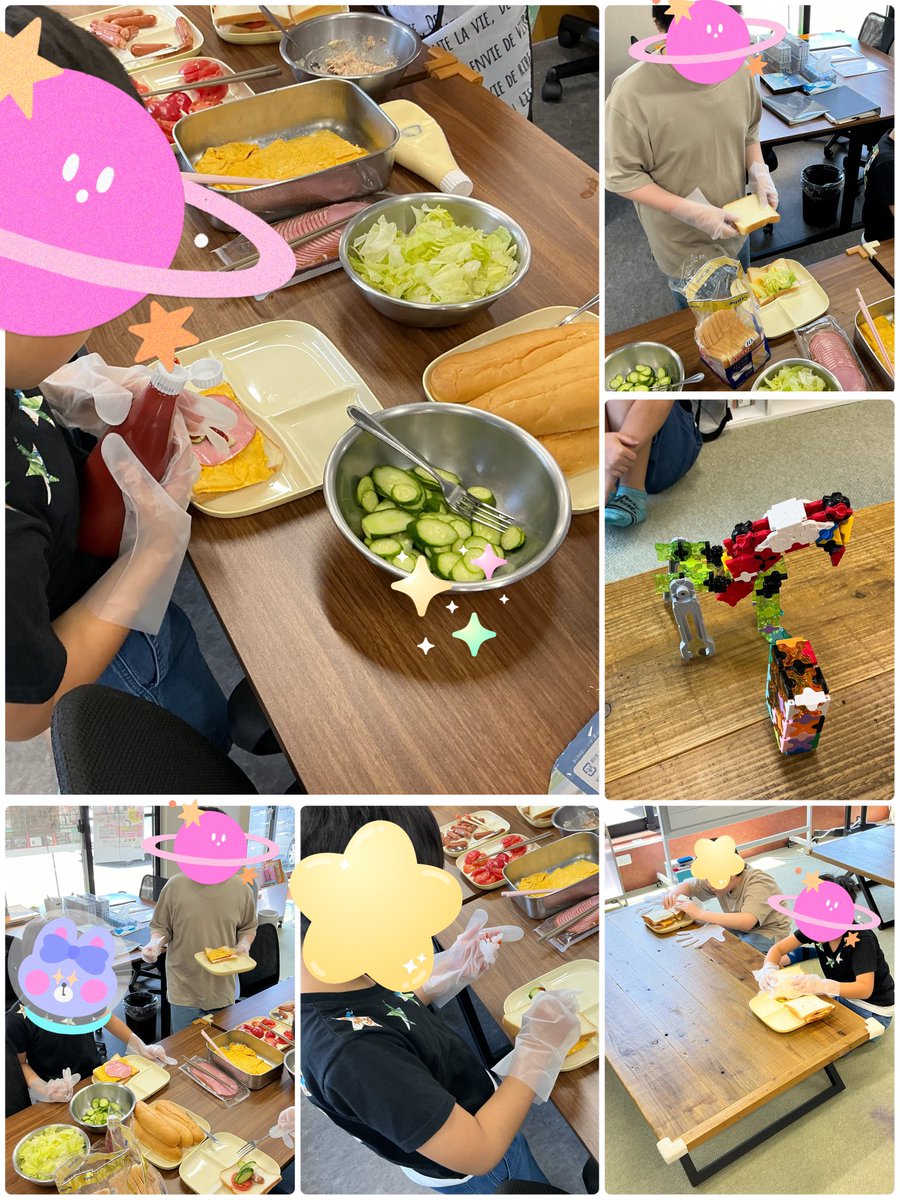 KumanoNesting's tweet photo. いつもご利用有難う御座います。
『就労準備型』放課後等デイサービスNESTING熊野

今日はサンドイッチ作りをしました。
思い思いの具材を挟み、美味しく食べました。
好きな具材の中から、自分の食べる範囲で具材をはさむことの難しさを感じ、もう少し少なくても良かったかもーとゆう児童もいました https://t.co/lpxoj8FdjB