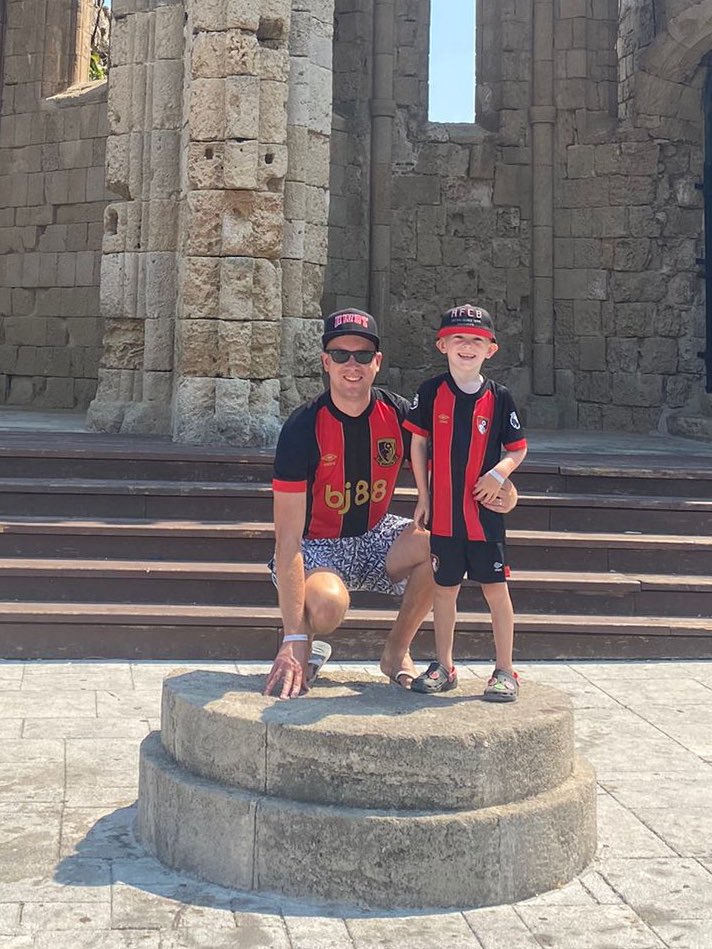 ctrchris26's tweet photo. @afcbournemouth Can’t make it to the City ground today but still supporting the boys whilst on holiday in Rhodes 😎🍒 https://t.co/JUvSdSyjJS