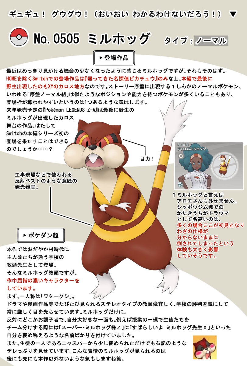 今週のお題｢ミルホッグ｣ ミルホッグ、個人的にはプラズマ団のしたっぱ