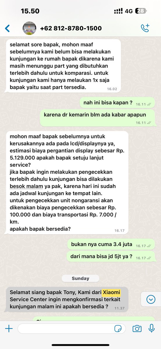 9okil's tweet photo. @XiaomiIndonesia service center anda penipu ya ? Harga parts bisa seenak nya di naikan tanpa ad kejelasan rincian. 
Gmn cerita harga lcd 3.447.000 jadi 5jt lebih? Ini service center lho. Dimintain rincian nya jg gk berani kasih. Ongkos perkm sampe jutaan emang dr mana teknisi nya https://t.co/600ftJiyJo