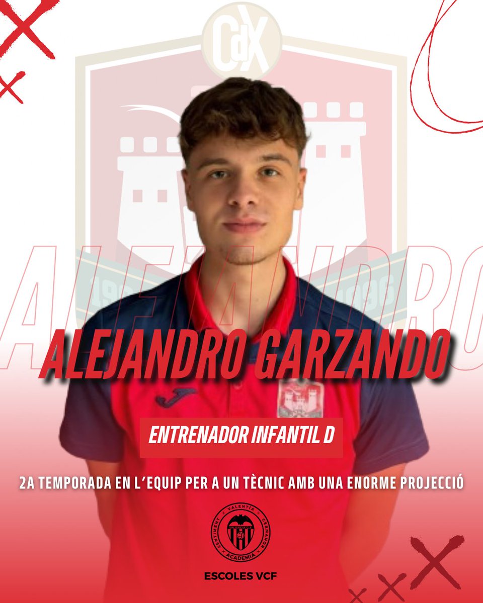 ⚽️ Més presentacions de membres de l'equip formatiu

➡️ Alejandro Garzando (📚 Nivell 1) continua al capdavant del #CDXInfantilD per a seguir creixent conjuntament. Format com a jugador al CDX, ara és un tècnic formador amb moltíssima projecció. 

#CDX24_25 #JuntsCapAlFutur