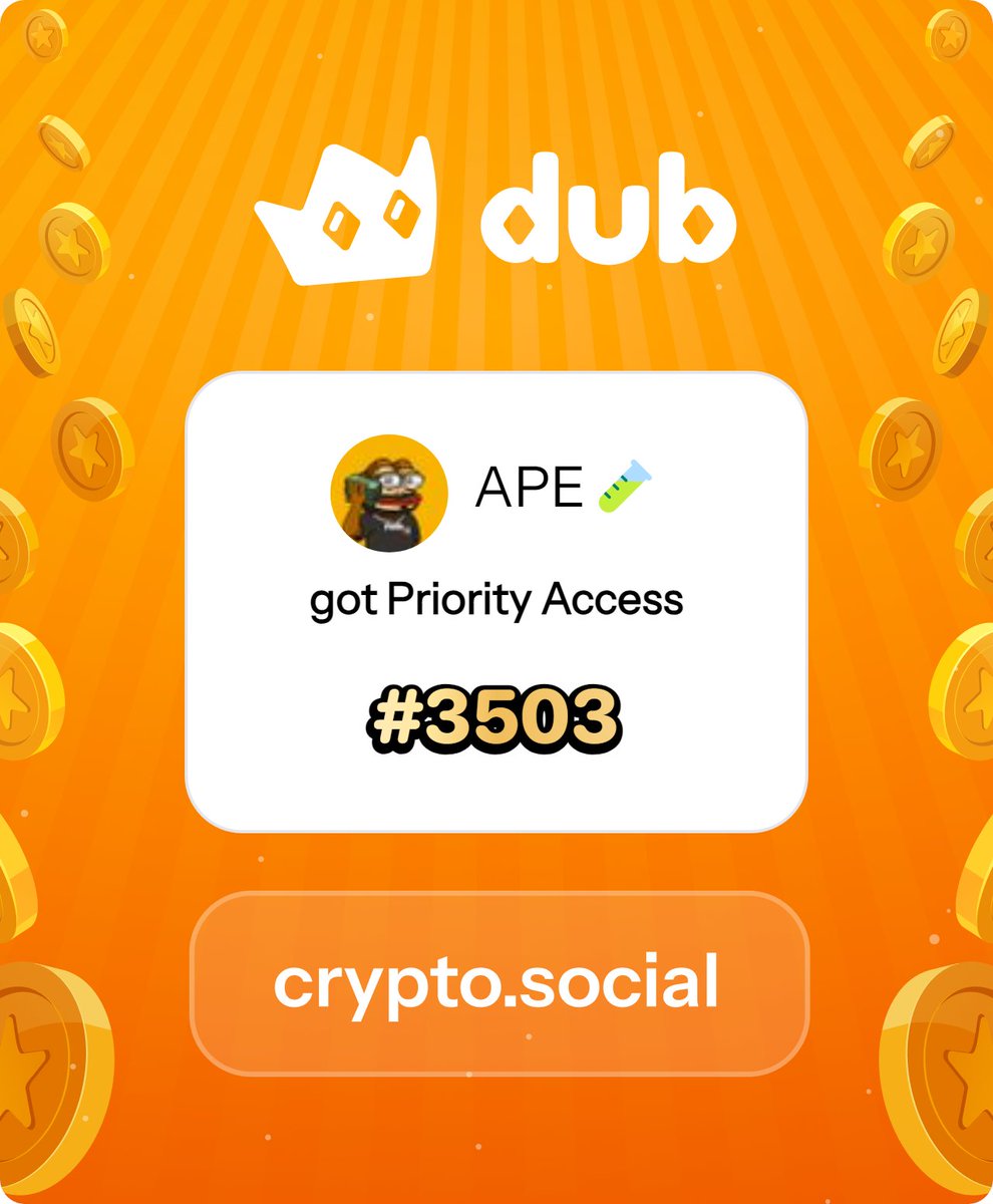 I just got Priority Access to Dub! Let’s make memecoins PvE again. Get in early™. dub.social
