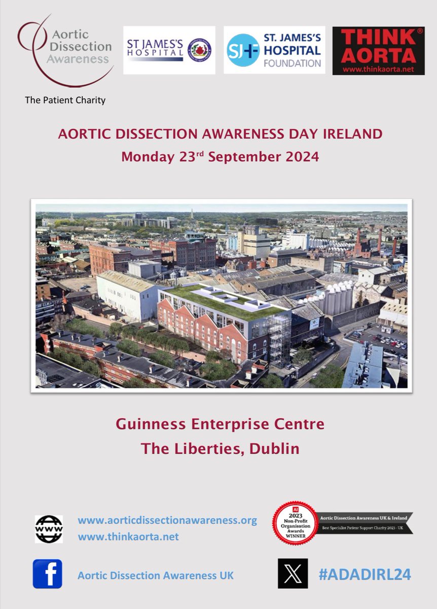 Jahangeer_Sal's tweet photo. Dear all, 
We are delighted to be hosting this year's aortic dissection awareness day on the 23rd of September in the Guinness Enterprise Centre. It is a free event but do register as spaces are limited.

https://t.co/uBMjJlaDax

https://t.co/Nl8y3kRkri https://t.co/gEXetOVXV2