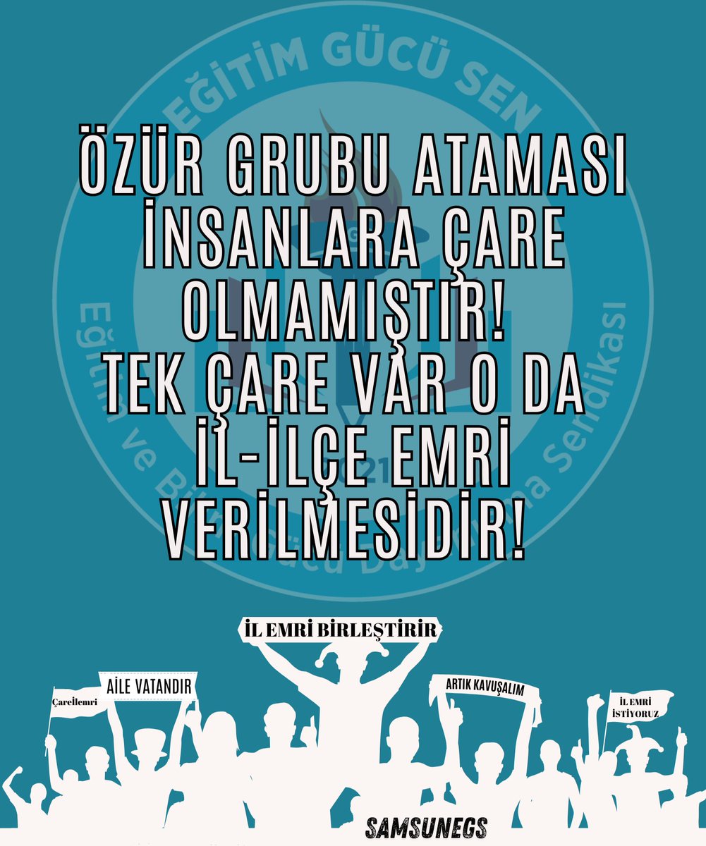 hopaliemrah's tweet photo. "Özür grubu atamaları, maalesef ihtiyaçları tam olarak karşılamıyor! Tek çözüm, il-ilçe emrinin verilmesidir.Okullar Açılmadan bakanlık buna bir çözüm getirmeli ve herkes ailesiyle birlikte yeni döneme başlamalı! 
#İlİlçeEmri #ÖğretmenlerinSesi"
@Yusuf__Tekin 
#AileBirliği
#AileVatandır
#AilemizdenBiriYusufHoca
#YusufHocadanAileBirliği
#AileBirliği #İlçeEmriElzemdir #AnayasalHak
#İlçeEmriElzemdir #AileBirliği
#MağduriyeteİlEmri
#Mağduriyeteilemri
#İlEmriVerilsin #AileBütünlüğü
#KontenjanYokÇareİlEmri 
#ilemri #ilemriverilsin  #özürgrubuatamasındailemri 
#çareilemri #ilemriverilmelidir 
@samsunegs @oguzozat @egitimgucusen @tcmeb
