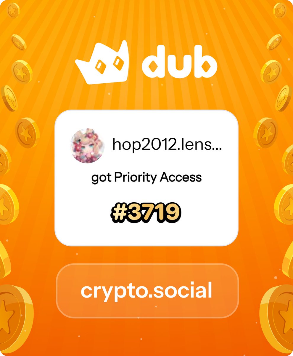 hop2012you's tweet photo. I just got Priority Access to Dub! Let’s make memecoins PvE again. Get in early™. https://t.co/AvBBC3aP6g https://t.co/G23ftSeUoB