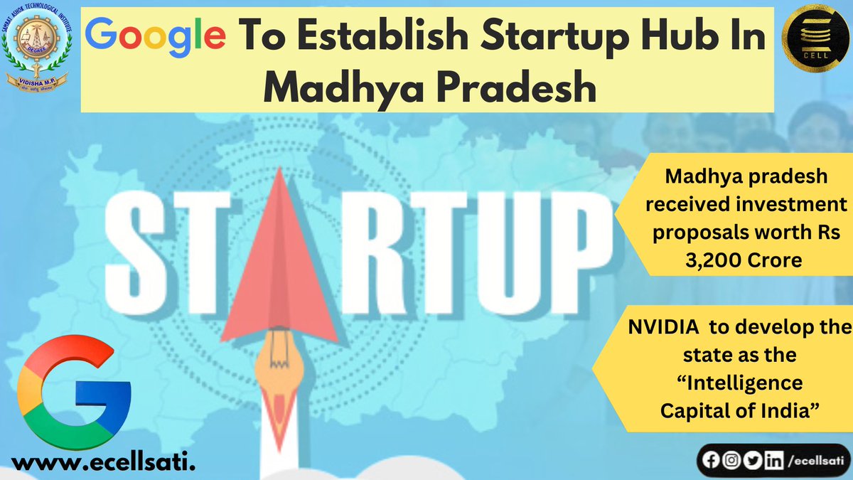 ECellSATI's tweet photo. Chief Minister Mohan Yadav announced significant developments for Madhya Pradesh during his visit to Bengaluru. Google Cloud is set to create a startup hub and a center of excellence https://t.co/sRTJcvwUEr