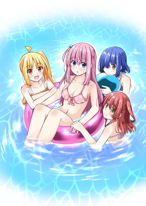 夏コミお疲れ様でしたを兼ねての水着で結束バンド!ヽ(='▽`=)ノ #ぼっち・ざ・ろっく 