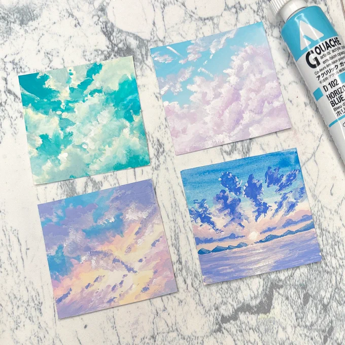 原画ガチャの通販ページできましたー!!16枚用意しましたので、20時からお買い物始めていただければ時間にゆとりをもってお買い物していただけると思います!!よければ画集なども見てくだされば嬉しいです!【8/17 20時～】ミニ原画ガチャ【アクリルガッシュ】  