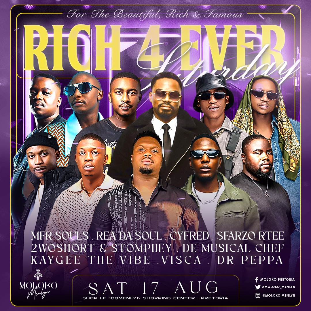 mutombo_lionel's tweet photo. #Rich4everSaturdays @Moloko_Menlyn, Doors open at 23:00H. #apbtp #molokomenlyn #faceofmoloko @sbokhuzy @Thabang_Den @Darrenmocha @_MsFuture_Aiko @brucebhakha @Djyeankeyz @NaNkwanyana @___Bxsh https://t.co/HzjOntxJQV