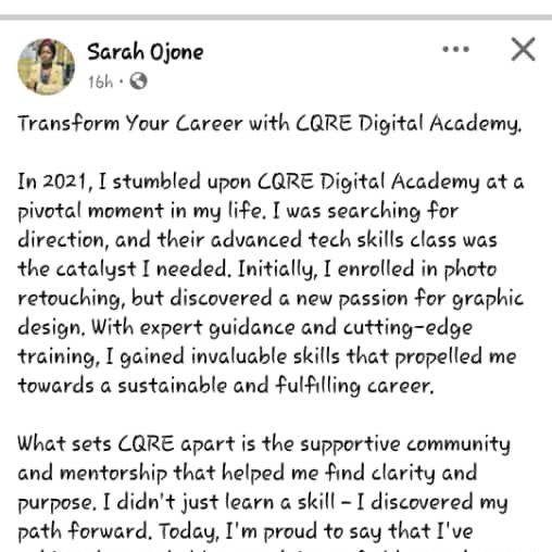 tyemartins's tweet photo. It is fulfilling to get students’ testimonials such as this, knowing that we @cqre are making a positive impact in the lives of youth and teens within our community gives me ultimate satisfaction and motivation to continue our mission. https://t.co/3CyfmHNwwm