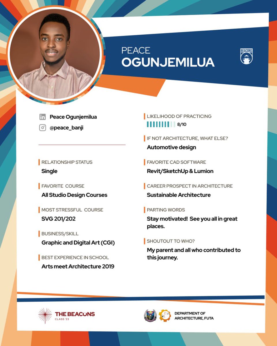 thebeacons23's tweet photo. Meet Our Beacon of the Day: Ogunjemilua Peace.

Peace truly lives up to his name, embodying calmness in both his demeanor and interactions with others.

In addition to his peaceful nature, Peace is a talented digital CGI artist with a deep love for God. https://t.co/kSxocXeMrJ