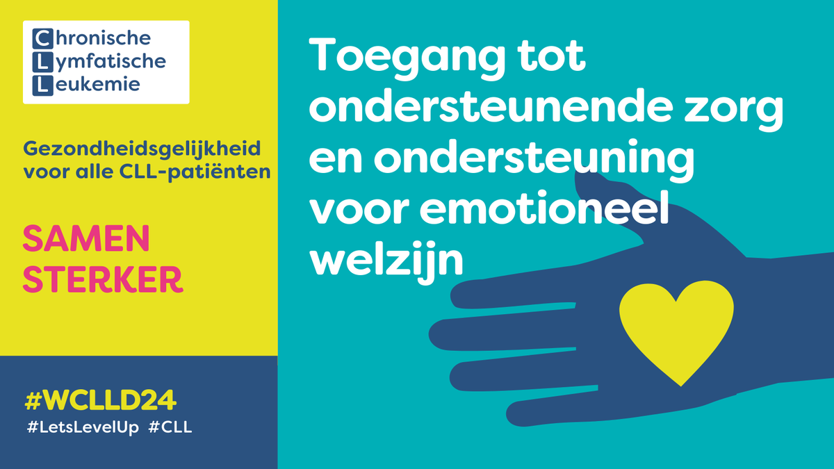 Ondersteuning van CLL-patiënten gaat verder dan medische zorg; emotionele en psychologische steun zijn cruciaal. Tijdens #WCLLD24 pleiten we voor volledige zorg via counseling, steungroepen en middelen. Allesomvattende zorg versterkt en bemoedigt #CLL-patiënten. #LetsLevelUp