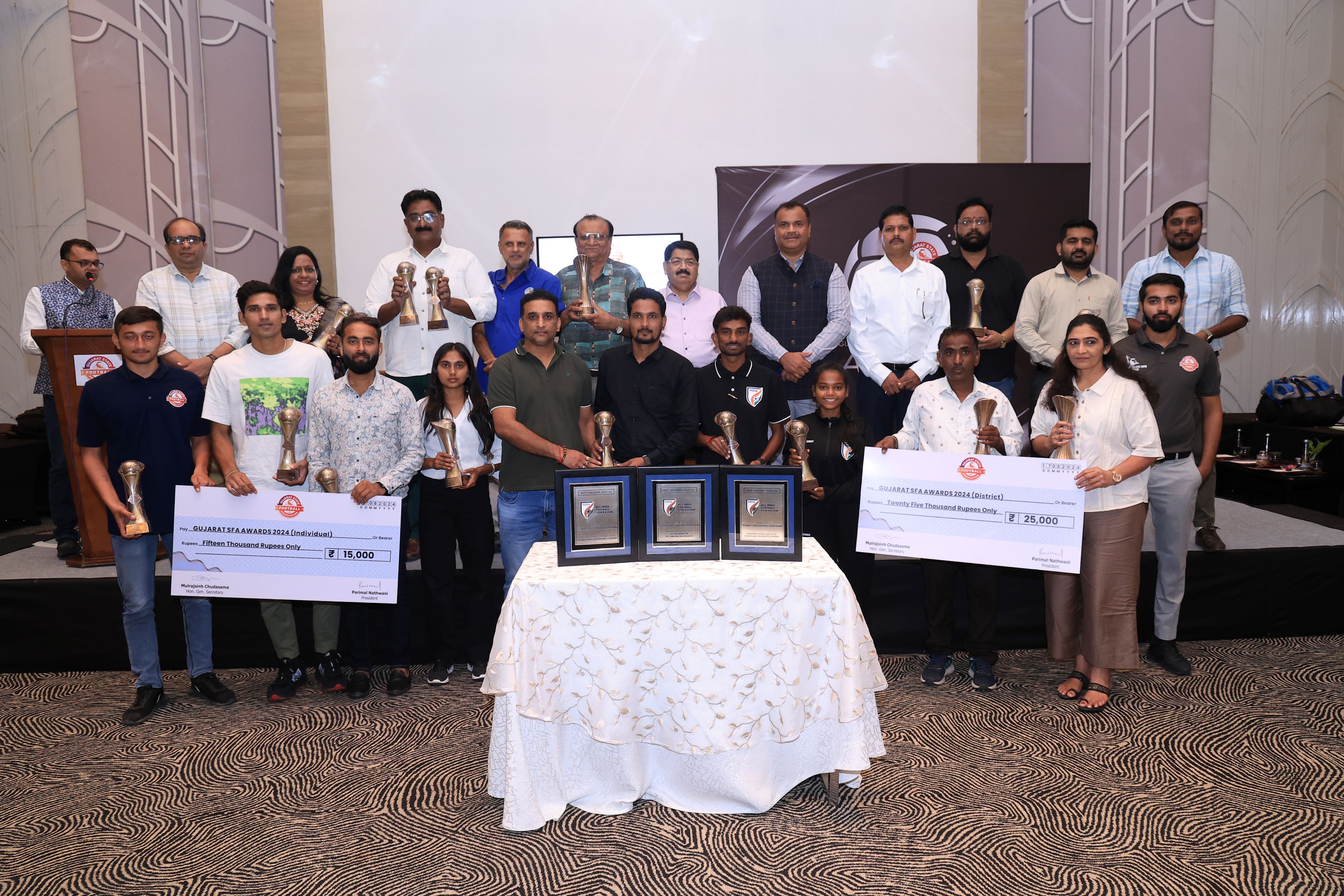 Parimal Nathwani presents GSFA awards at 46th AGM; Says football comes of age in state