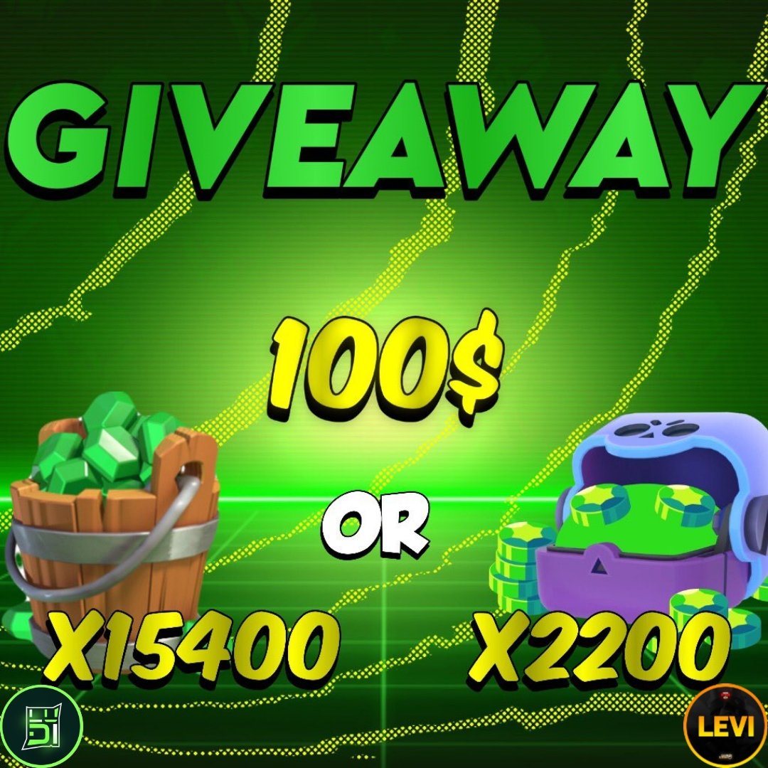 🎁 Giveaway 🎁

Winner can choose between:
💸 100$ (PayPal)
💎 15400 Gems (Clash Royale)
💎 2200 Gems (Brawl Stars)

Rules:
⭐️ Follow <a href="/FFlevi_/">Levi</a>
⭐️ Follow <a href="/Ludi_CR/">ʟᴜᴅɪ</a>
⭐️ Like ♥️ &amp; Retweet ♻️
⭐️ Comment which prize you want

Ends in 14 days. Good Luck 🍀
#ClashRoyale #BrawlStars
