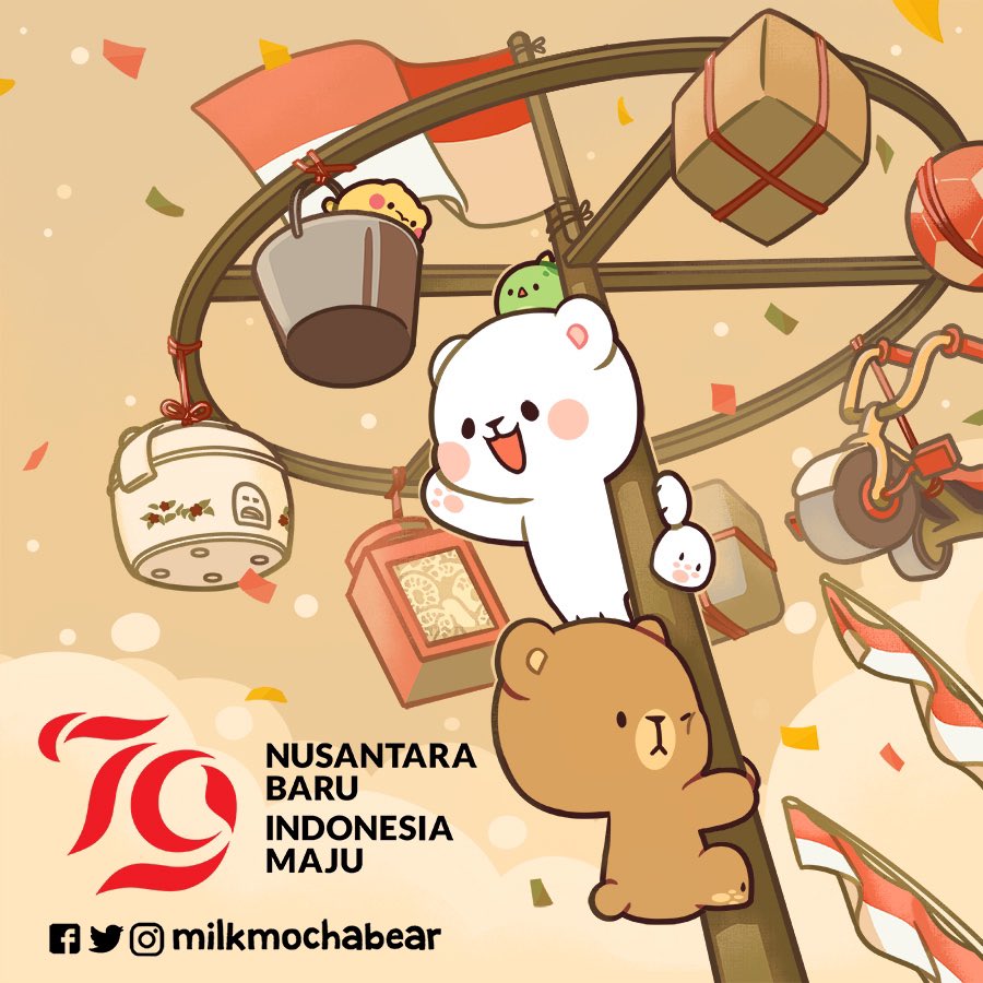 milkmochabear's tweet photo. Dirgahayu Indonesia ke-79! 🇮🇩
Dengan semangat gotong royong, mari kita bangun Indonesia! ❤️
---
Happy 79th Independence Day, Indonesia! 🇮🇩
Milk, Mocha, Matcha, and Mustard are playing Panjat Pinang, a fun game on Independence Day where you need teamwork to get you to the top ✊🏻✨ https://t.co/Ee3QgHzmWN