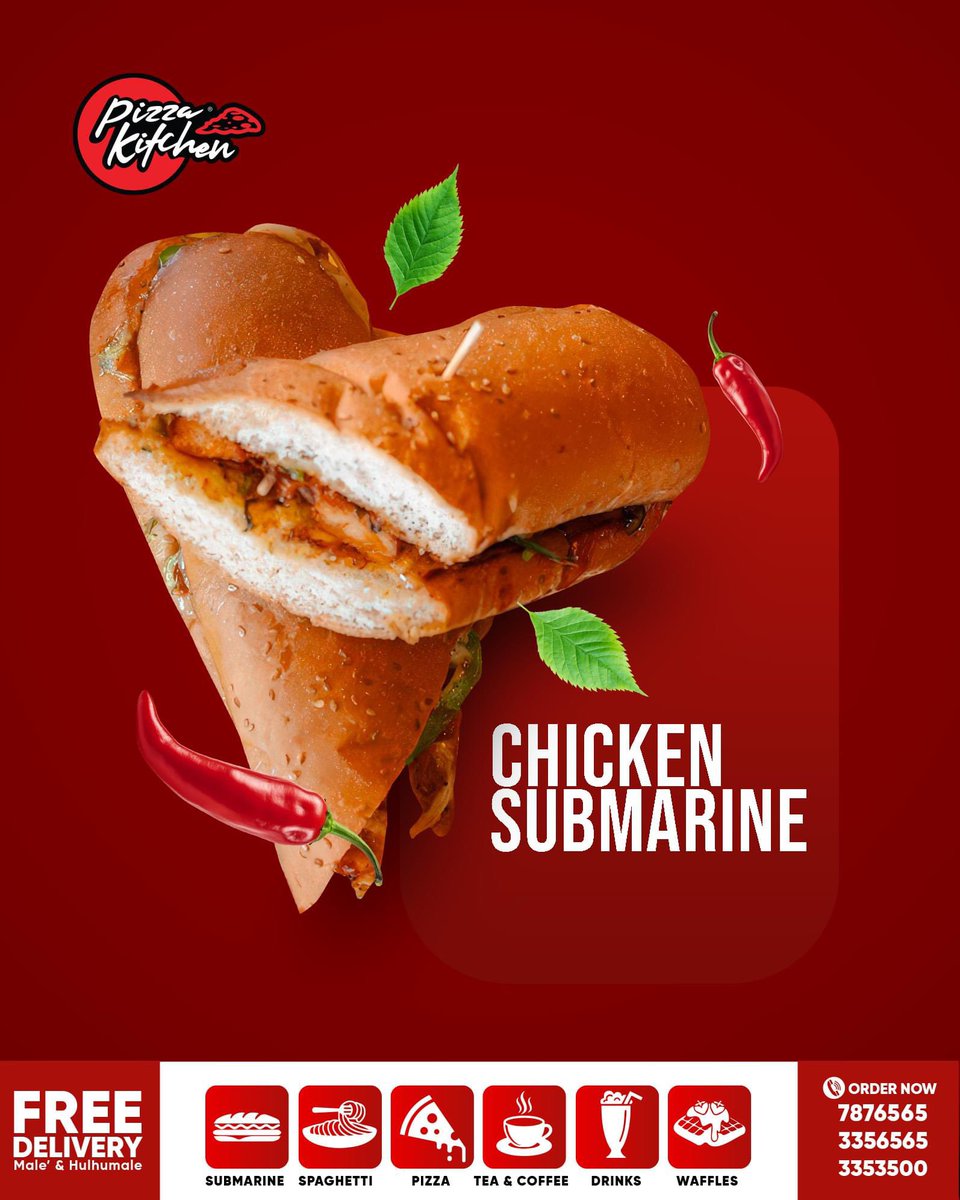 MVPizzaKitchen's tweet photo. Chicken Submarine! Juicy, tender, and packed with taste.
Dine-In, Takeaway, Delivery
Viber or Call
📱 787 6565
☎️ 335 6565
☎️ 335 3500
#PizzaKitchen #PizzaLovers #TasteofPizzaKitchen #pizzatime #bestingredients #bestservice #bestchef
#PizzaPerfection #SeafoodSizzle https://t.co/h2IE06LUDm