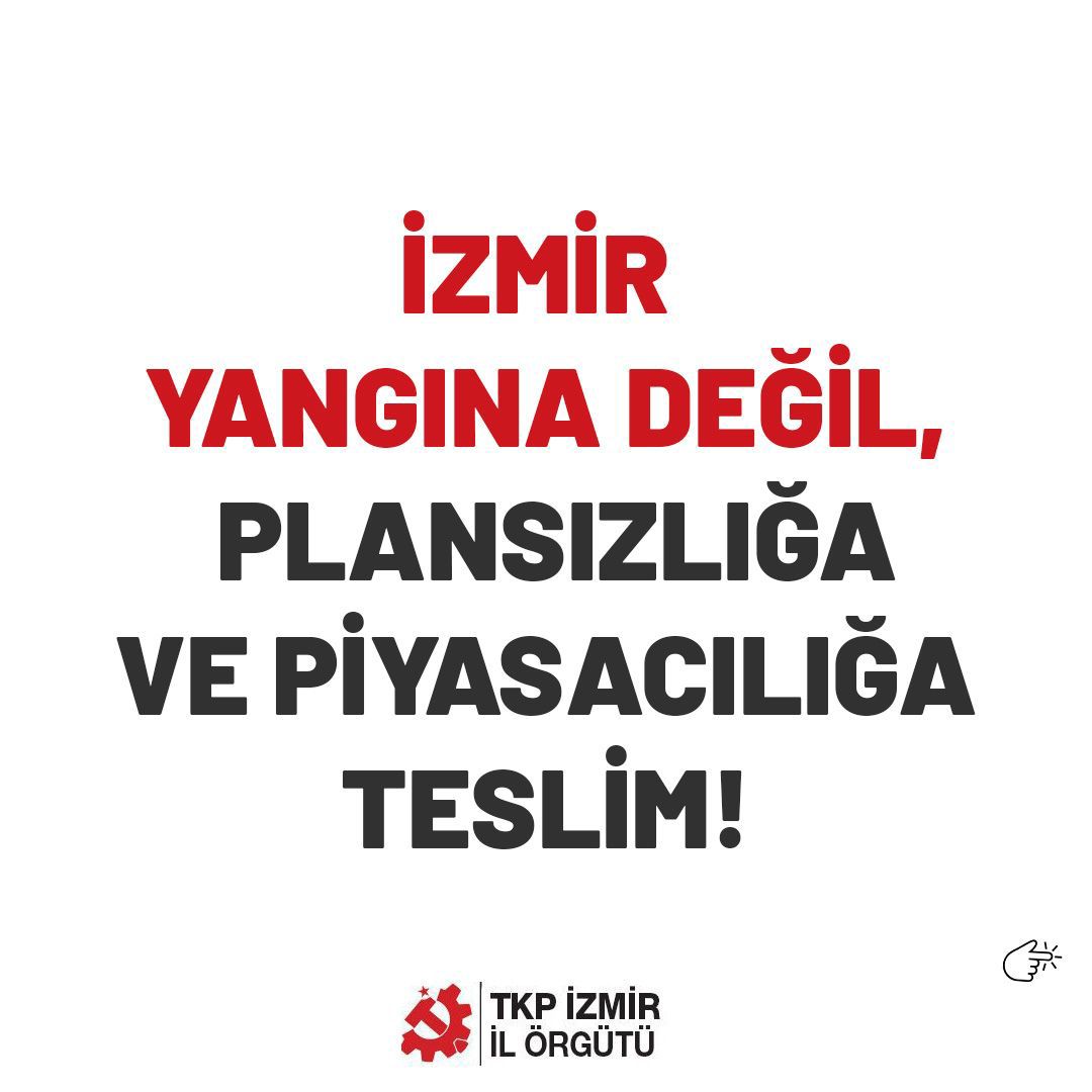 IzmirTkp's tweet photo. Kriz Merkezi'mizin İzmir'de süren yangınla ilgili gözlem ve değerlendirmelerini kapsayan açıklaması: 

"İzmir'de yaşamakta olduğumuz bu felaket bize bir kez daha gösteriyor ki, içinde yaşadığımız bu düzenin plansızlığı, piyasacılığı ve çürümüşlüğü, afetlere karşı doğru ve etkili müdahale planları oluşturulup bunların hayata geçirilmesini de neredeyse imkânsız kılıyor."

👉🏼 https://t.co/wQ3owhZ7I9

#izmirdeyangınvar 
#izmiryanıyor