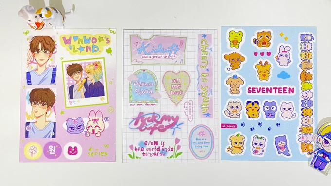 svt n haikyuu items for chibicon tomorrow, please come visit @ C-B3/B4 ^__^🍀🫧💓 see youu!! 