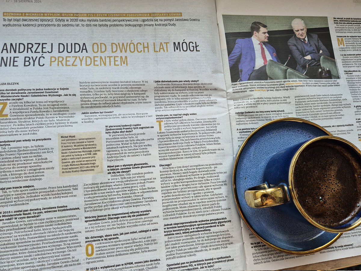michalwypij's tweet photo. Szczerze i twardo o kulisach władzy dla najlepszego magazynu opinii w Polsce #Plus_Minus @rzeczpospolita
Zapraszam do lektury wywiadu ☕️
Pięknego dnia, pozdrawiam serdecznie 🙂 https://t.co/FjZL1qeNvH