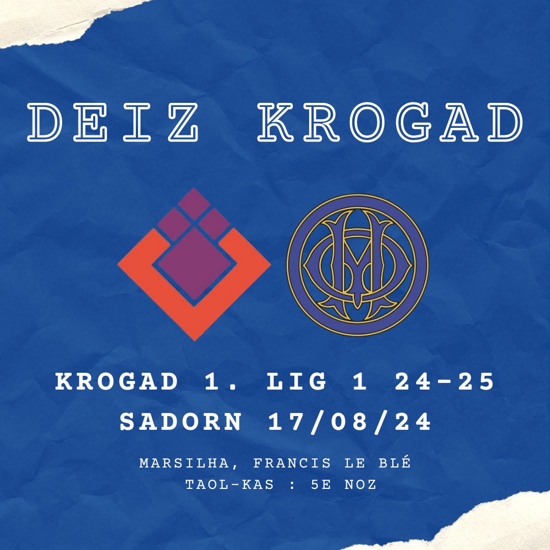 Brestbzhg's tweet photo. DEIZ KROGAD 🔥

🆚 Marsilha
🏟 Sportva Francis Le Blé
🏆 Lig 1 24-25, Krogad 1
🕒 Taol-kas da 5e noz 👊
📱 #SB29OM #bzhg https://t.co/i1sUE6RP2x