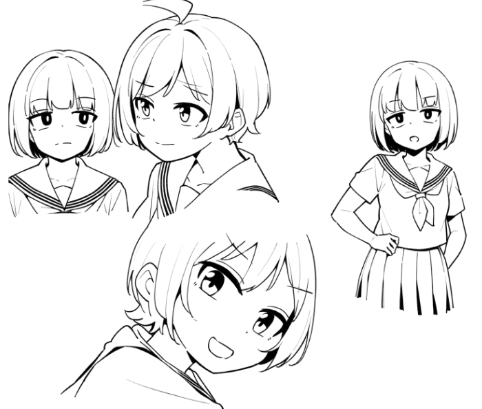 AI使った漫画描き方例。数コマくらいは一気にやった方が大分早い。
1:ざっと描く
2:とりあえず雑に変換
3:キャラデザに関わるところだけ雑に書いて変換
4:顔だけ描きこむ 
