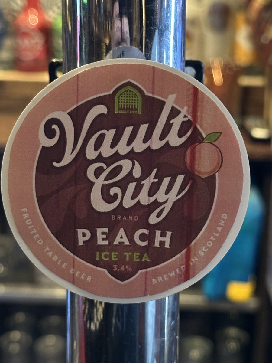 s77tux's tweet photo. First #EdFringe24 #BeerForToday is a pint of @vaultcitybrew #PeachIceTea [Sour, 3.4%] Pale pink, hazy appearance; sour mouthfeel (unsurprisingly!) Refreshing peach taste. Lovely! #NowDrinking #CraftBeer #Slàinte https://t.co/dJp7Y89BTj