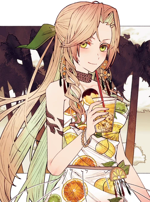 FF7ECが有田市コラボでエアリスの水着出すなんて幸せだなぁ(幻覚)エアリスはフルーツだとイチゴかリンゴのイメージだったけど柑橘も似合ってていいね 