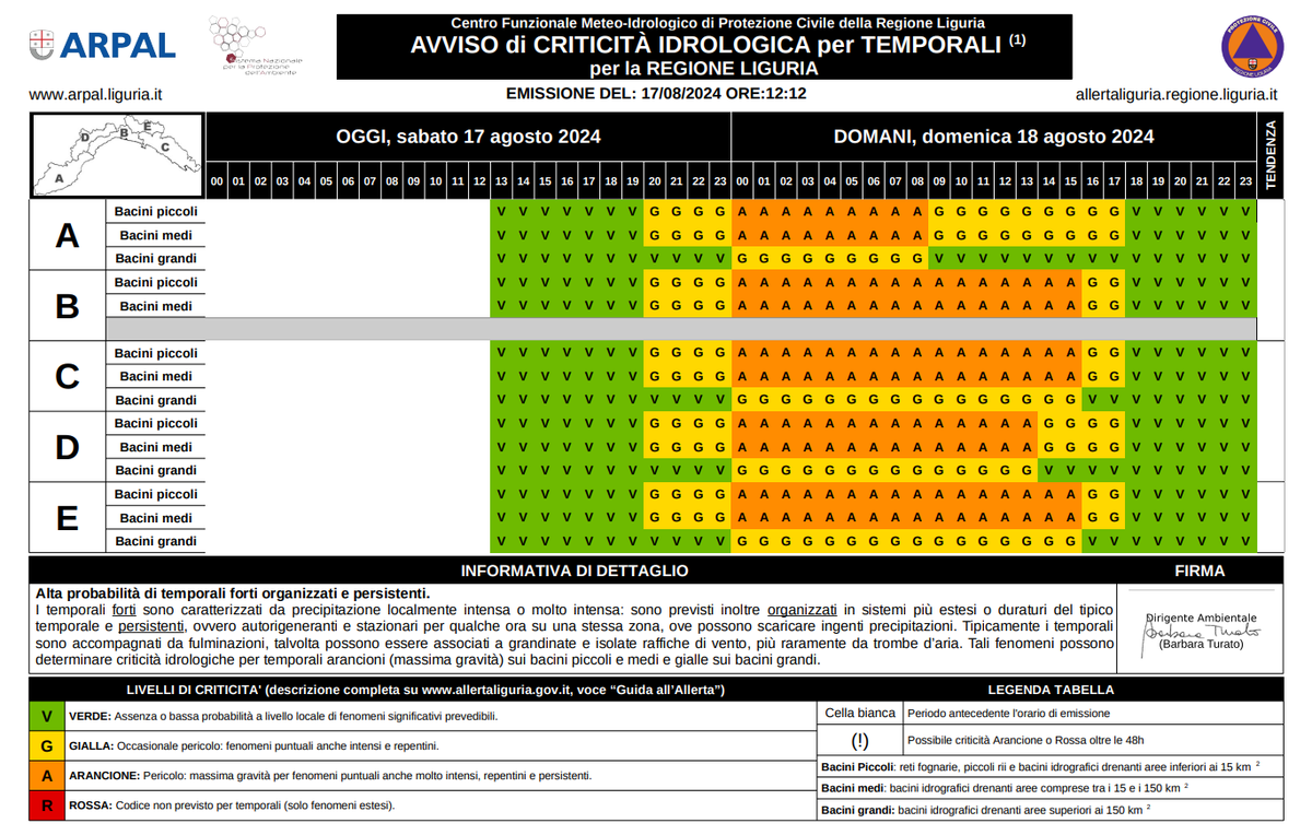 ProtCivileGE's tweet photo. #ProtCivGeinforma, per la zona B: ⛈️ #ALLERTAMETEOIDROGEOLOGICA PER TEMPORALI
🟨GIALLA🟨dalle h 20:00 alle h 23:59 di OGGI 17/08/2024
🟧ARANCIONE🟧dalle h 00:00 alle h 15:59 di DOMANI 18/08/2024 e
🟨GIALLA🟨dalle h 16:00 alle h 17:59 di DOMANI 18/08/2024
⚠Segui gli aggiornamenti https://t.co/tF48cIf1Dp