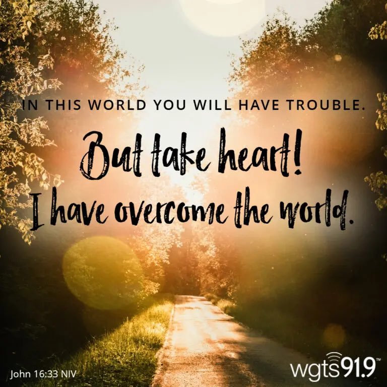 “In this life you will have trouble. But take hearth! I have overcome the world.”  John 16:33 NIV