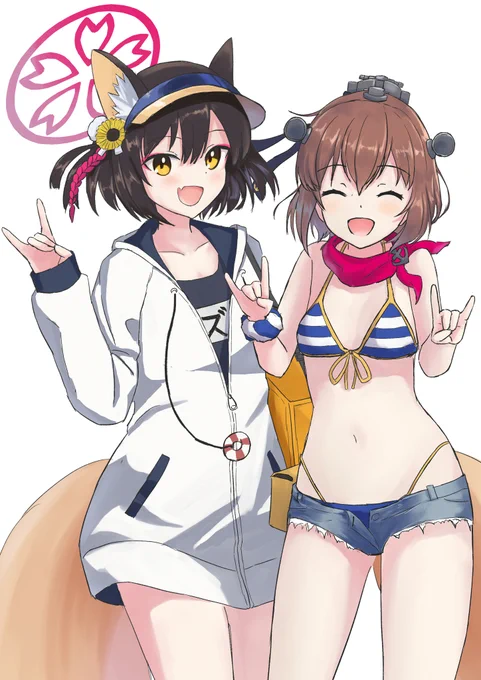 #誰にでも自分だけのクロスオーバーがある 単純に好きなだけ。桜モチーフのものがある元気な子ぐらいしか共通点がない、艦これの雪風とブルアカのイズナ