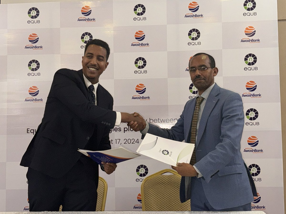 FSDEthiopia's tweet image. One of BimaLab Ethiopia’s cohorts, eQUB, signs a deal with Awash Bank, taking their fintech solution one step further. eQUB's product enables users to access loans without interest charges based on their savings amounts, digitizing community savings practice known as Ekub. ￼
