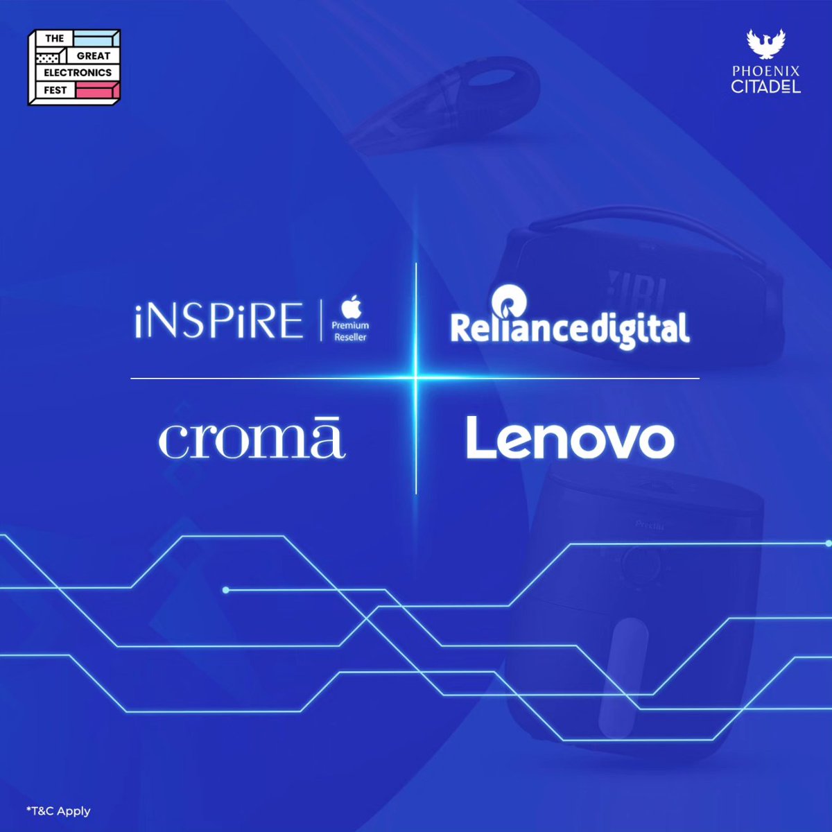 phoenixcitadel's tweet image. 🔌 Discover the Future at The Great Electronics Fest! 🔥 Up to 59% OFF on the latest tech from 9th to 19th August.

🎁 Win a Car, Bike, Gold Jewelry worth ₹4 Lacs, &amp;amp; more! 🌟

*T&amp;amp;C Apply.*

#ElectronicsFest #MegaDeals #IndoreShopping #ShopAndWin