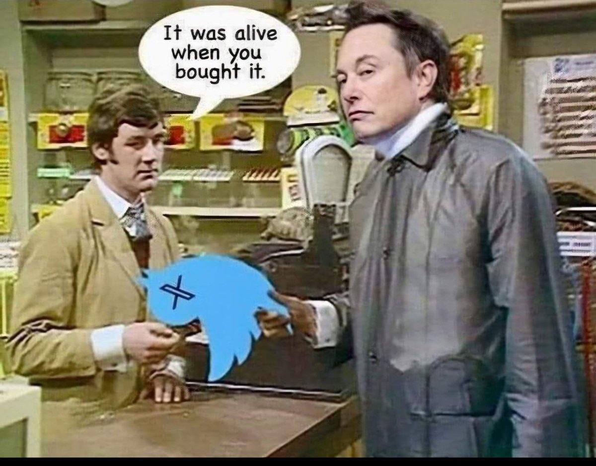 omid9's tweet image. Famous line from a famous sketch used to stunning effect. Do we know who did this?