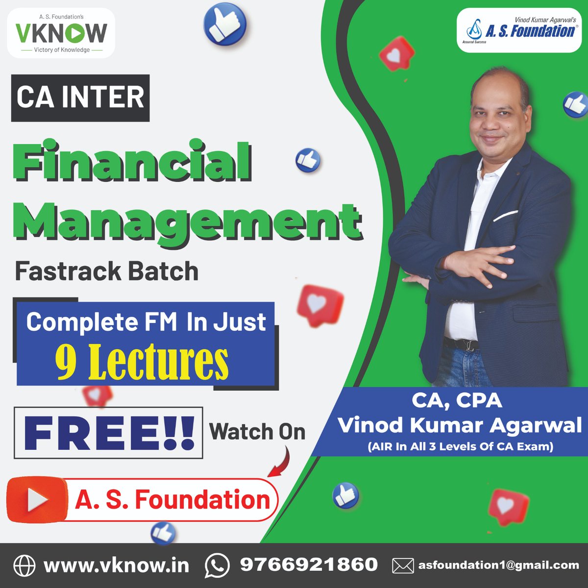 asfoundation123's tweet image. 🎥 Watch our Latest Recorded CA Inter FM Fastrack Batch Videos Lectures Absolutely FREE!
👉 YouTube Playlist: bit.ly/3LZ338U
📞 Call: 9766921860 | 🌐 Website: vknow.in | 📧 Email: asfoundation1@gmail.com
#CAInter #FM #VideoLectures #VinodKumarAgarwal