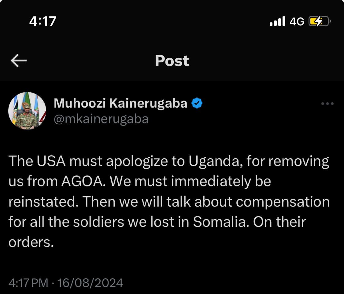 The true state of our nation summarised in these posts by Gen. Museveni's son whom he recently installed as commander of our armed forces! 

1. He reveals that Museveni's son-in-law is the biggest thief in Uganda. By this, he confirms our constant condemnation of the nepotism and