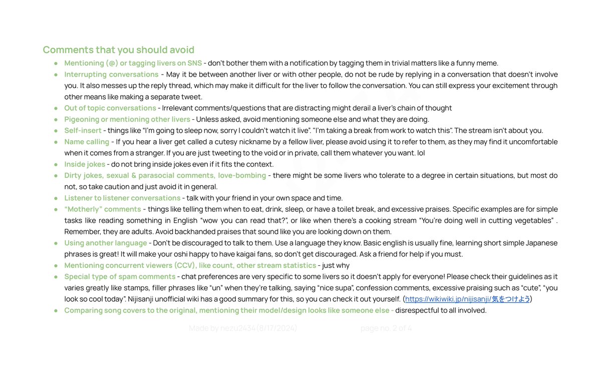 nezu2434's tweet image. Excuse me for reuploading, the original post was deleted. Please read if you have time🙇‍♀️

JP VTuber Fan Etiquette Guidelines for Overseas Fans