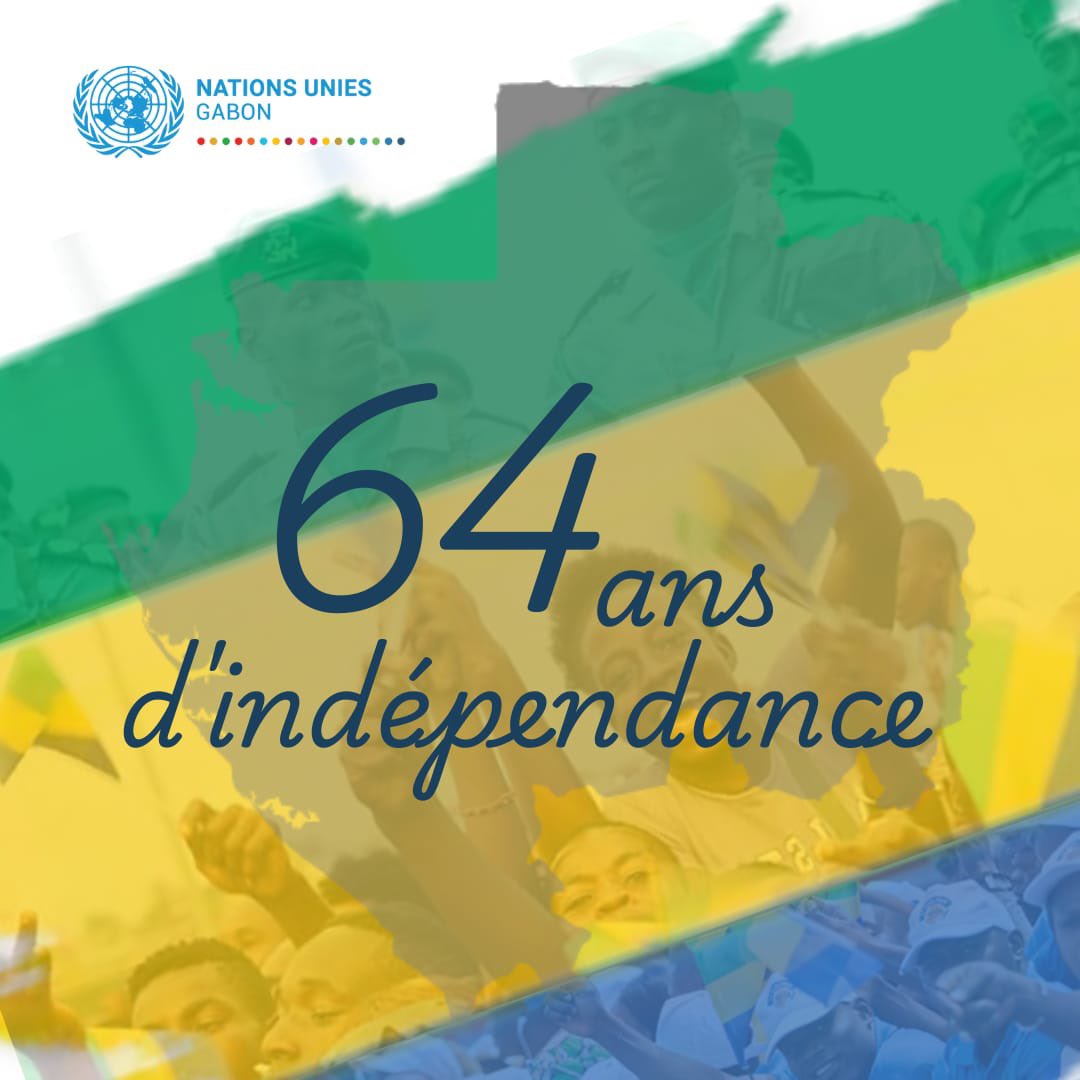 Aujourd'hui, nous célébrons 64 ans d'indépendance au Gabon ! Les Nations Unies restent engagées aux côtés du peuple gabonais pour promouvoir la paix, le développement durable et l'inclusion. #Gabon #IndependanceDay2024