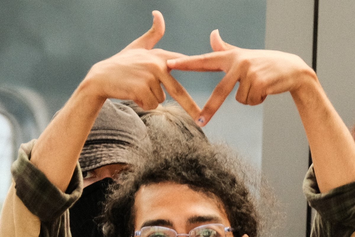 Beim Gegenprotest vereinzelt Hamas-Symbolik. (Foto von einem Kollegen, der es aus Angst vor Übergriffen nicht selbst veröffentlichen möchte) #le1708 #leipzig