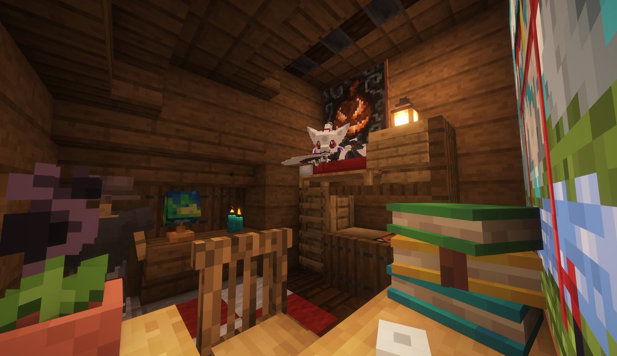 Bit busy in #Minecraft. Outdoors, kitchen and a bedroom for Eimilian! #avali