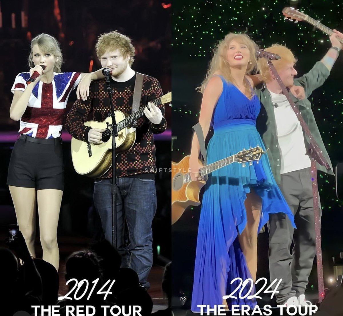 mcreature91's tweet image. 10 years later, and Taylor Swift &amp;amp; Ed Sheeran still light up the stage together! From The Red Tour to The Eras Tour, some things only get better with time. ✨🎸 #LondonTSTheErasTour #SwiftieMagic