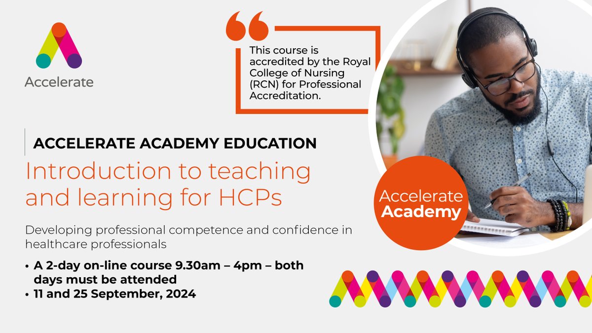 Developing skills in teaching and learning is an important part of modern healthcare. Our new two-day course 'Introduction to Teaching and Learning' is aimed at registered HCPs, from a variety of professional backgrounds, find out more here … acceleratecic.com/what-we-do/acc…