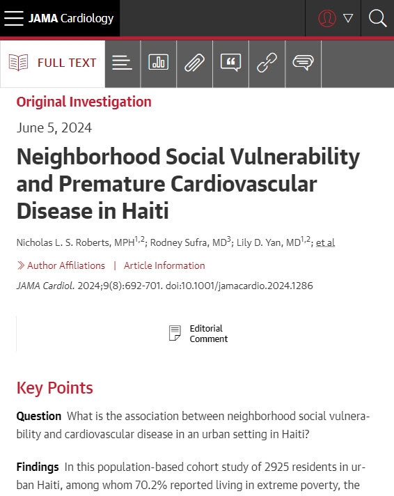 In urban Haiti, individuals living in neighborhoods with the highest social vulnerability had greater prevalence of hypertension and HF. ja.ma/46QbkFP