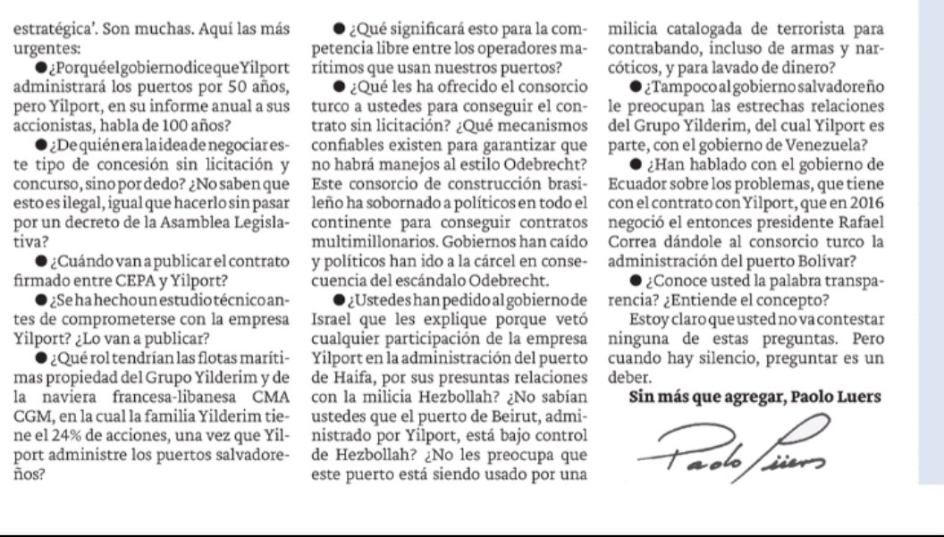 Lemusrafa's tweet photo. #Puertos
☑️ Sociedad de Economía Mixta (SEM) el modelo que usó el FMLN en proyectos ALBA (#Sitramss y #Alcaldías)
☑️ Ventaja de la SEM: queda afuera del control de fondos públicos. Así como le gusta a #NuevasIdeas
❌ ¿SEM está sobre la Constitución?
☑️ preguntas de @paololuers 👇🏽 https://t.co/CqfhpGO6HR