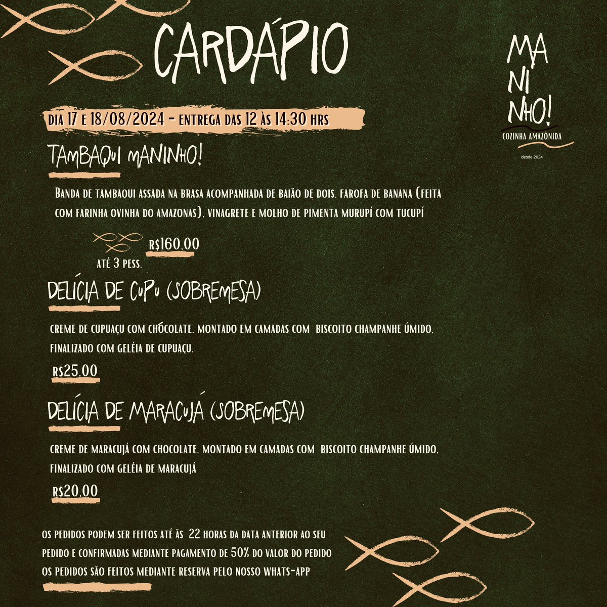 matheussabba's tweet photo. Galera de SP querendo degustar uma comidinha da Amazônia? O @maninhocozinhaam, meu novo projeto de culinária está com cardápio aberto e cheio de delícias hoje e amanhã!! Nossos ingredientes vem de Manaus para uma experiência mais próxima ainda!!! Corre lá e faz logo teu pedido! https://t.co/PNJZEwU4Jy