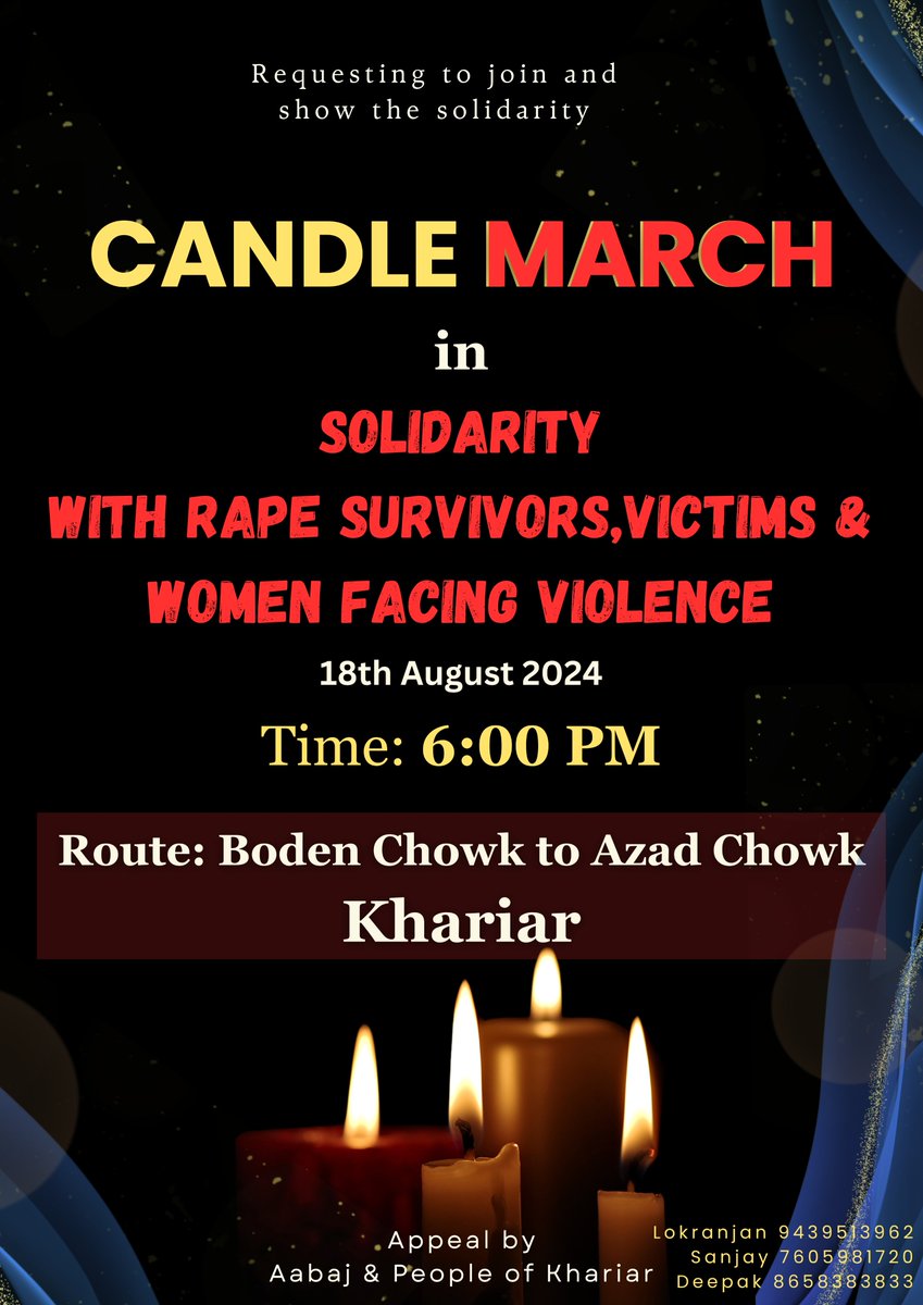 aabajdo's tweet photo. Peaceful Candle March in #Khariar

APPEAL: Join to show Solidarity

#Nuapada
#CandleMarch #WomensRights 
#Aabaj https://t.co/6bI3I6Ob7c