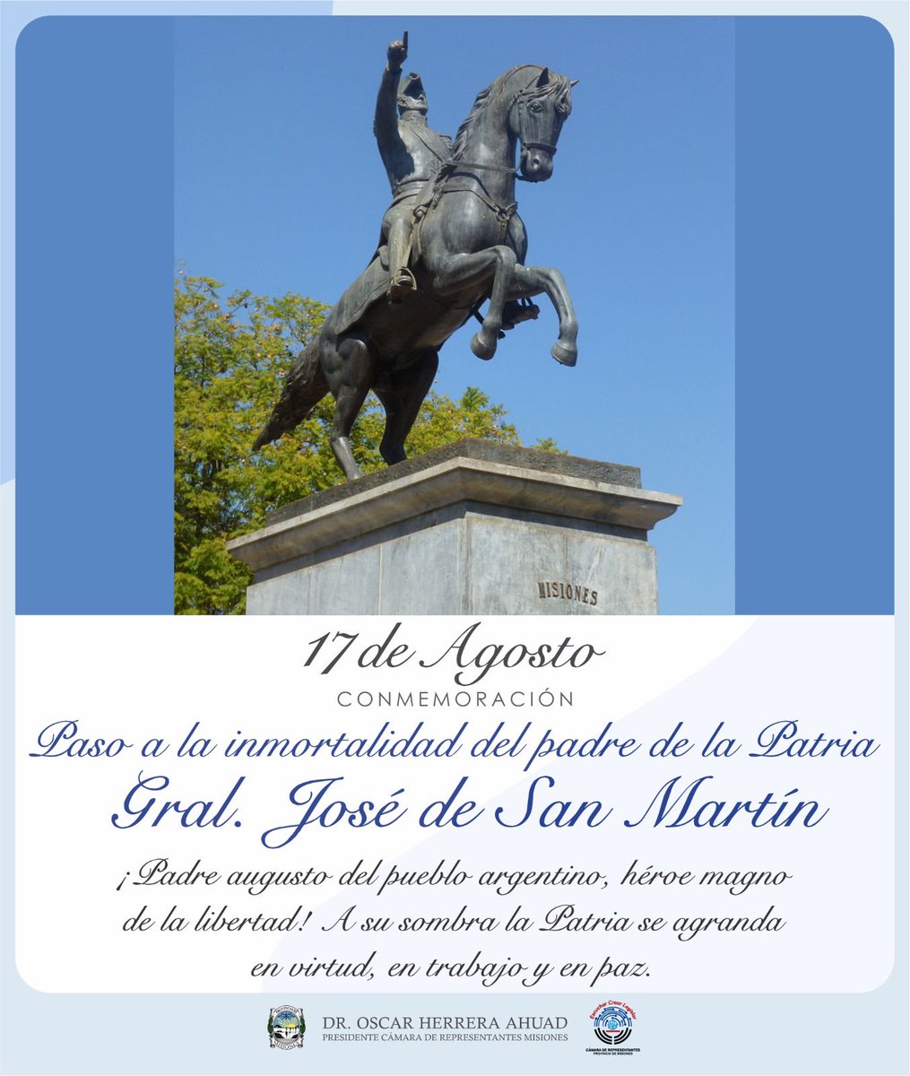 herrerayflia's tweet photo. Recordamos hoy al General San Martín, símbolo de libertad y valentía. Su legado nos inspira a construir un país más justo y unido. 
#17deAgosto https://t.co/WribgYgR2V