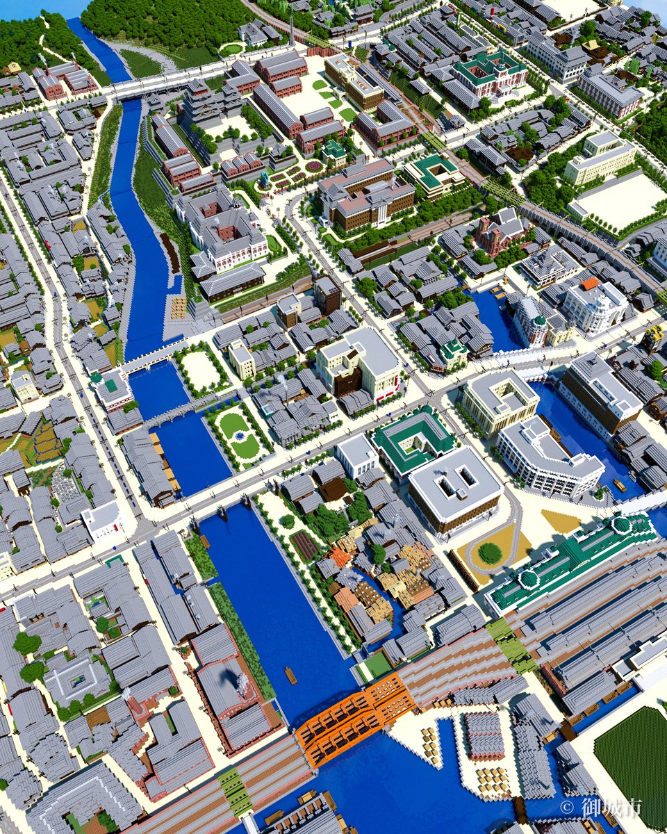 マインクラフトで再現した都市の変遷

左）江戸時代(1860年)
右）昭和初期(1930年)